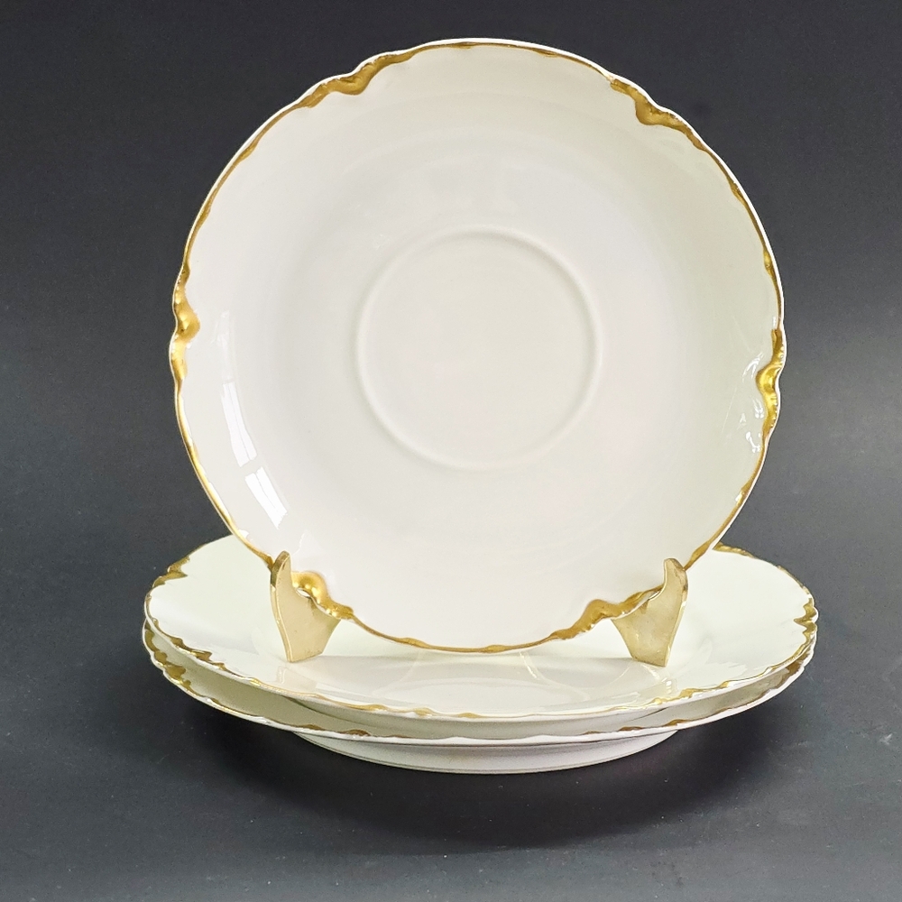 HAVILAND & CO. LIMOGES FRANCE RANSON SCALLOPED GOLD RIMMED BREAD PLATES & Saucer